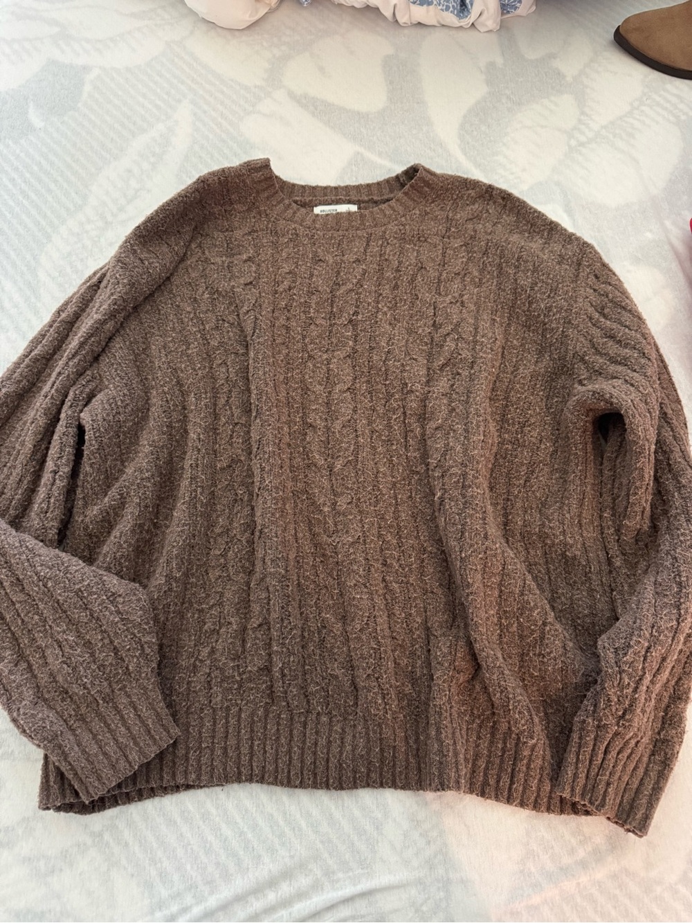 Hollister Chunky Cable-Knit Sweater in Brown